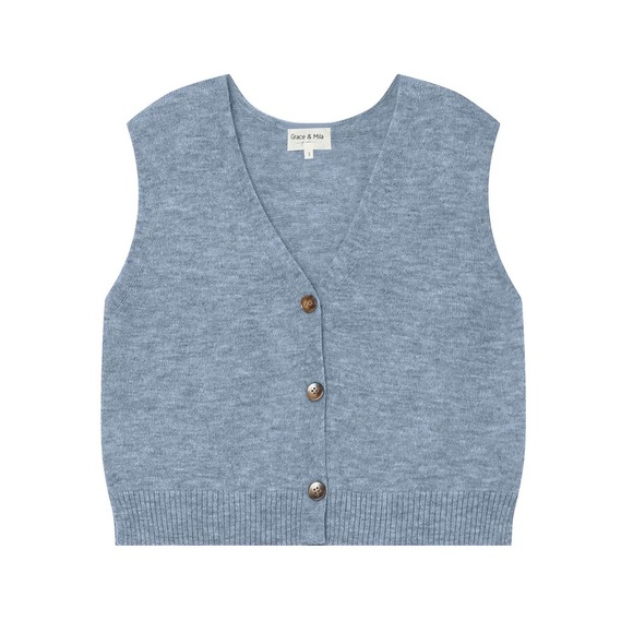 Grace & Mila - SANTA BLUE SLEEVELESS CARDIGAN - Picture 6 of 7